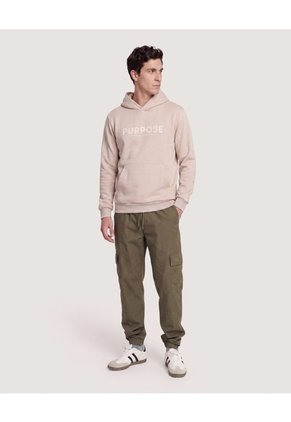 Buzo Hoodie Con Screen  Para Hombre Café Ostu