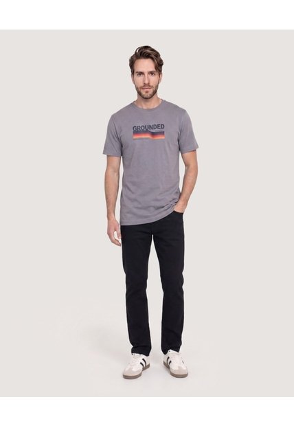 Camiseta Regular Con Estampado  Para Hombre Gris Ostu