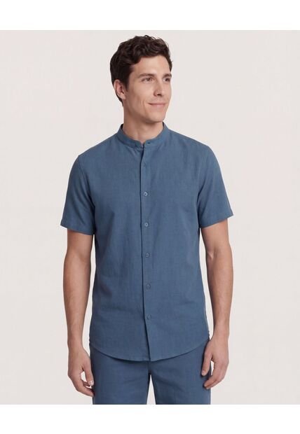 Camisa  Para Hombre Manga Corta Sin Bolsillo Cuello N Color Azul Marca Ostu #60010910
