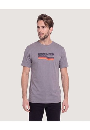 Camiseta Regular Con Estampado  Para Hombre Gris Ostu