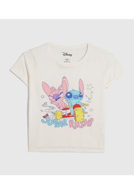 Camiseta Infantil Niña Manga Corta Cuello Redondo Color Crema Marca Ostu #90090278
