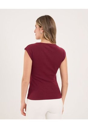 Camiseta Para Mujer Manga Sisa Cuello Redondo Color Vino Marca Ostu #40092530