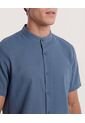 Camisa  Para Hombre Manga Corta Sin Bolsillo Cuello N Color Azul Marca Ostu #60010910 de Ostu