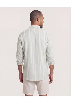 Camisa  Para Hombre Manga Larga Sin Bolsillo Cuello C Color Verde Marca Ostu #60018230