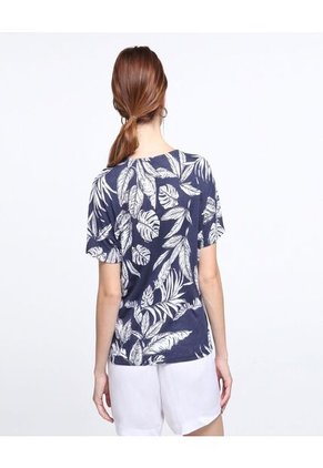 Camiseta Para Mujer Manga Corta Color Azul Oscuro Marca Ostu #40091581