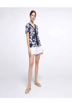 Camiseta Para Mujer Manga Corta Color Azul Oscuro Marca Ostu #40091581