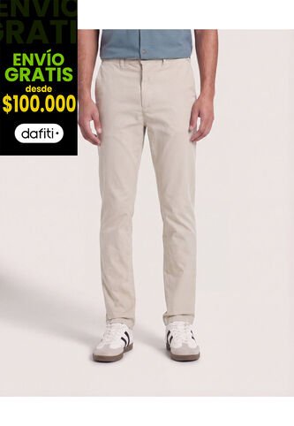 Pantalón Basico Chino  Para Hombre Beige Ostu Ostu