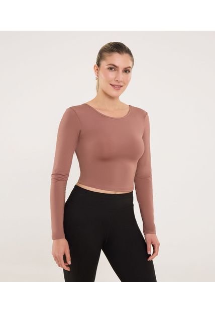 Camiseta Para Mujer Manga Larga Cuello Redondo Color Café Marca Ostu #40092554