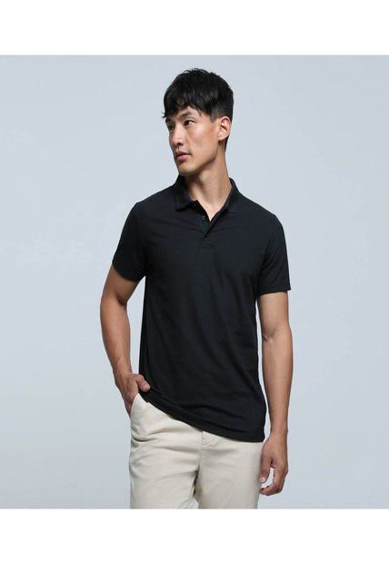 Polo Para Hombre Cuello Tejido Sin Bolsillo Color Negrocarbon Marca Ostu #60110580