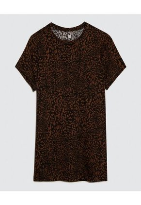 Camiseta Para Mujer Manga Corta Cuello Redondo Color Café Marca Ostu #40092230