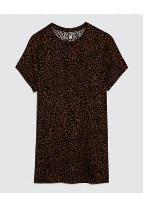 Camiseta Para Mujer Manga Corta Cuello Redondo Color Café Marca Ostu #40092230