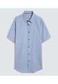 Camisa Para Hombre Manga Corta Sin Bolsillo Color Azul  Marca Ostu #60010700 de Ostu