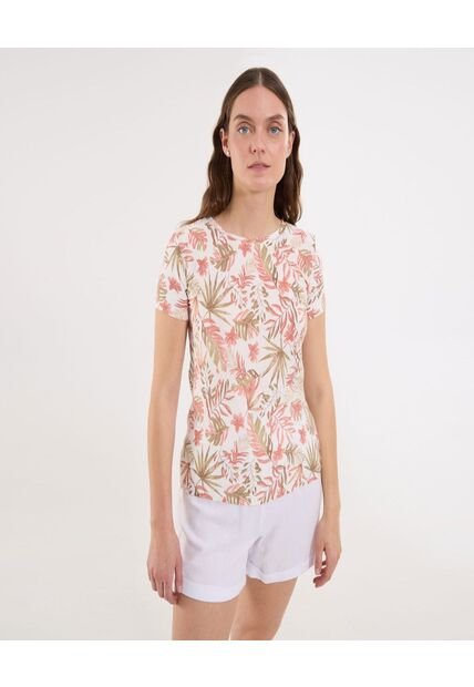 Camiseta Para Mujer Manga Corta Cuello Redondo Color Piel Marca Ostu #40092492