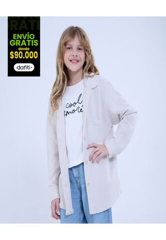 Camisa Para Niña Manga Larga Color Beige Marca Ostu #90010010 Ostu