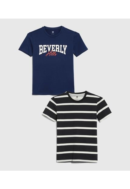 Camiseta Infantil Niño Manga Corta Cuello Redondo Color Azul Marca Ostu #80090274