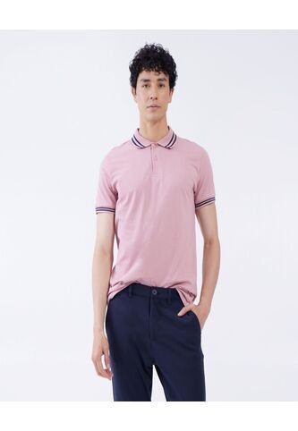 Polo Para Hombre Cuello Tejido Sin Bolsillo Color Rosa Marca Ostu #60110536 Ostu