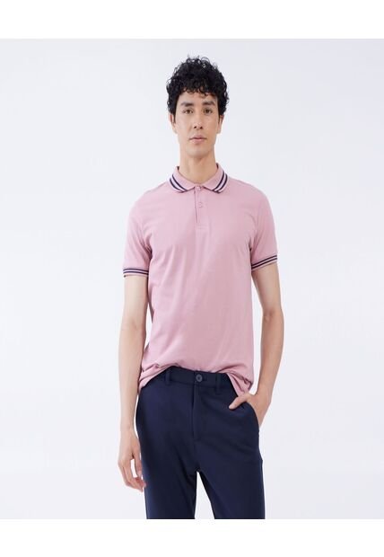 Polo Para Hombre Cuello Tejido Sin Bolsillo Color Rosa Marca Ostu #60110536