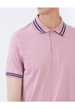 Polo Para Hombre Cuello Tejido Sin Bolsillo Color Rosa Marca Ostu #60110536
