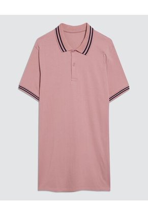 Polo Para Hombre Cuello Tejido Sin Bolsillo Color Rosa Marca Ostu #60110536