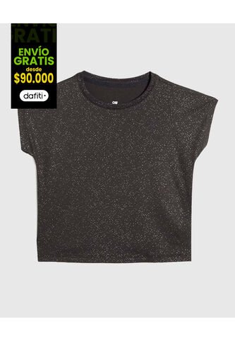 Camiseta Para Niña Manga Sisa Cuello Redondo Color Negro Marca Ostu #90090251 Ostu