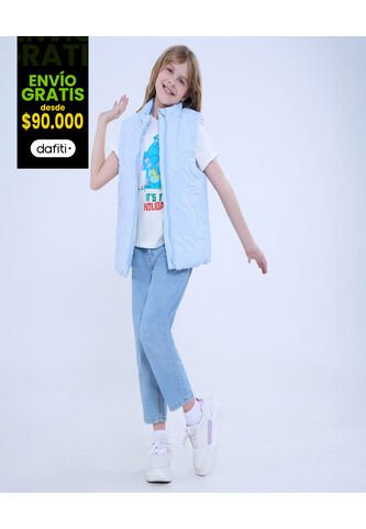 Chaleco Para Niña  Color Celeste Marca Ostu #90250004 Ostu