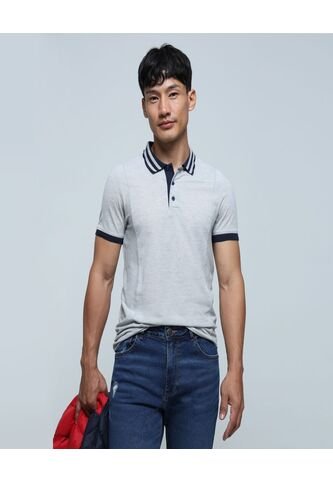 Polo Para Hombre Cuello Tejido Sin Bolsillo Color Gris  Marca Ostu #60110685 Ostu