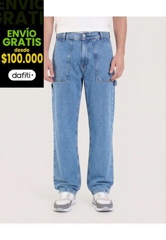 Jean  Para Hombre Straight Color Azul Marca Ostu #60160461 Ostu