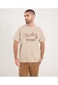 Camiseta Para Hombre Manga Corta Cuello Redondo Color Beige Marca Ostu #60091774 de Ostu