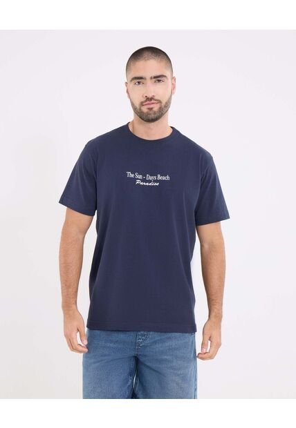 Camiseta  Para Hombre Manga Corta Cuello Redondo Color Azul Marca Ostu #60091790