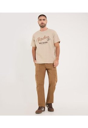 Camiseta Para Hombre Manga Corta Cuello Redondo Color Beige Marca Ostu #60091774
