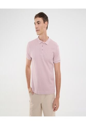 Polo Para Hombre Cuello Tejido Sin Bolsillo Color Rosa Marca Ostu #60110793 Ostu