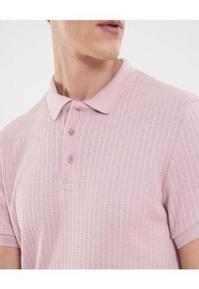 Polo Para Hombre Cuello Tejido Sin Bolsillo Color Rosa Marca Ostu #60110793