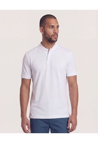 Polo  Para Hombre Cuello Mao Sin Bolsillo Color Blanco Marca Ostu #60110909 Ostu