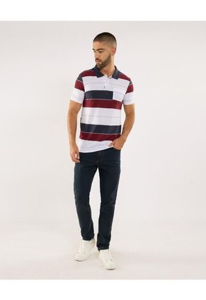 Polo Para Hombre Cuello Tejido Con Bolsillo Color Blanco Marca Ostu #60110802