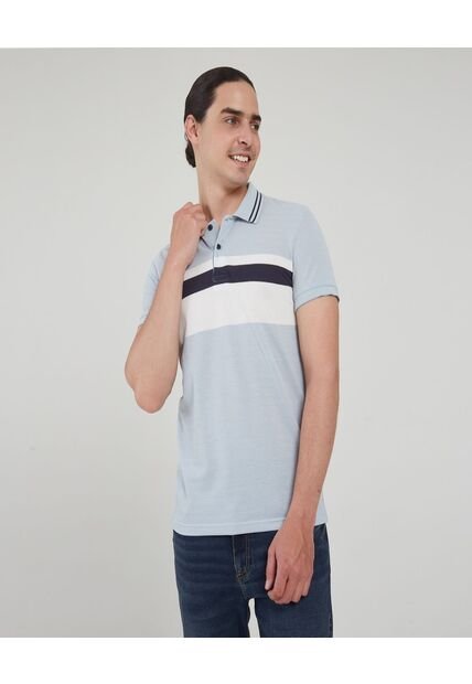 Polo Para Hombre Cuello Tejido Sin Bolsillo Color Azul  Marca Ostu #60110544