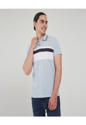 Polo Para Hombre Cuello Tejido Sin Bolsillo Color Azul Marca Ostu #60110544
