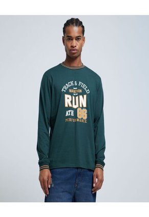 Camiseta Para Hombre Manga Larga Color Verde  Marca Ostu #60091312