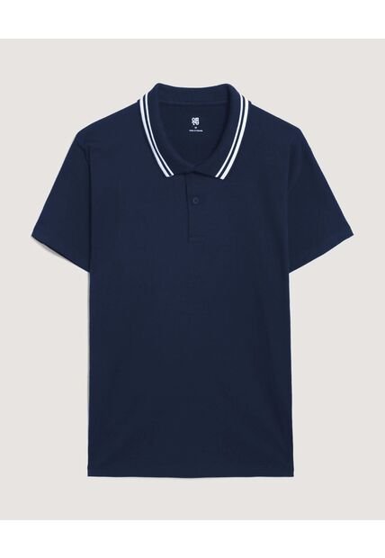 Polo  Para Hombre Cuello Tejido Sin Bolsillo Color Azul Marca Ostu #60110901
