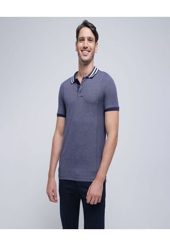 Polo Para Hombre Cuello Tejido Sin Bolsillo Color Azul  Marca Ostu #60110686 Ostu