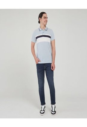 Polo Para Hombre Cuello Tejido Sin Bolsillo Color Azul Marca Ostu #60110544