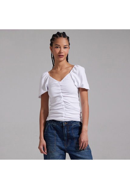 Camiseta Para Mujer Manga Corta Color Blanco Marca Ostu #40091702