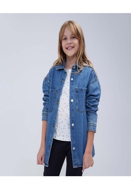 Camisa Para Niña Manga Larga Color Azul  Marca Ostu #90010009