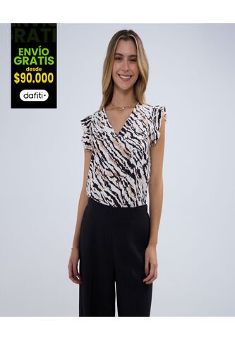 Blusa Para Mujer Manga Corta Color Crema Marca Ostu #40121041 Ostu