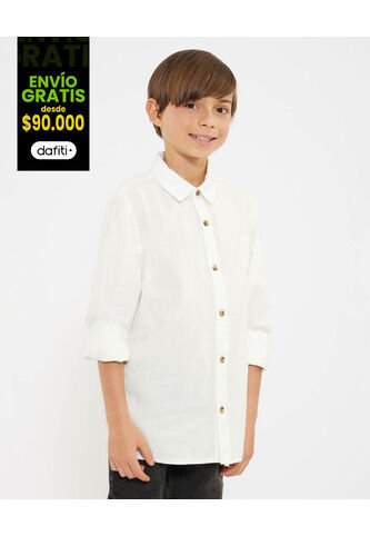 Camisa Para Niño Manga Larga Color Crudo Marca Ostu #80010048 Ostu