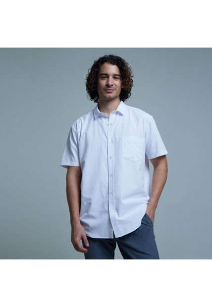 Camisa Para Hombre Manga Corta Con Bolsillo Color Blanco Marca Ostu #60010628