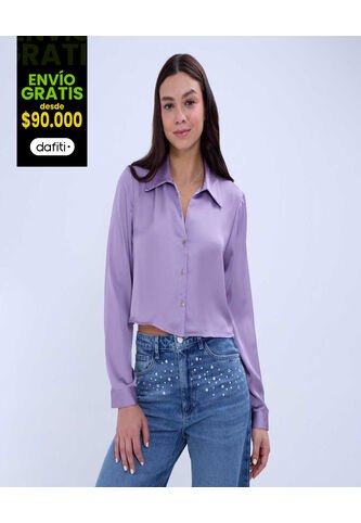 Camisa Para Mujer Manga Larga Color Lila  Marca Ostu #40010212 Ostu