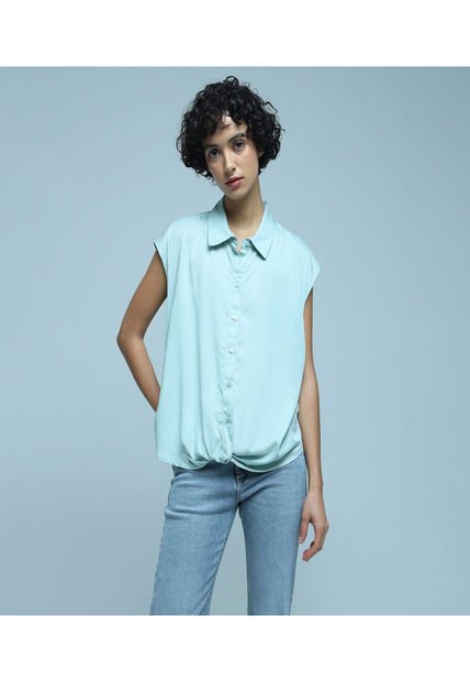 Camisa Para Mujer Manga Sisa Color Verde  Marca Ostu #40010168