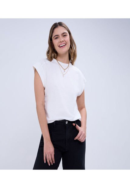 Camiseta Para Mujer Manga Sisa Color Crema Marca Ostu #40092245
