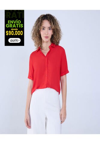 Camisa Para Mujer Manga Corta Color Rojo Marca Ostu #40010264 Ostu