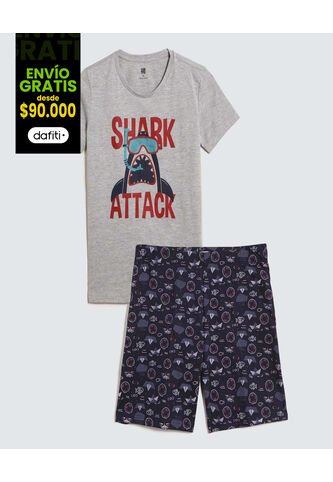 Pijama Para Niño M/C P/C Color Gris  Marca Ostu #80040090 Ostu